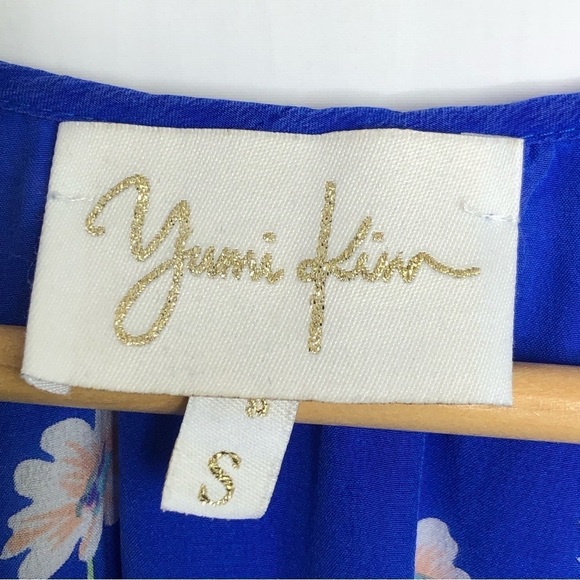 YUMI Kim Blue floral silk BoHo peasant blouse - Picture 4 of 11